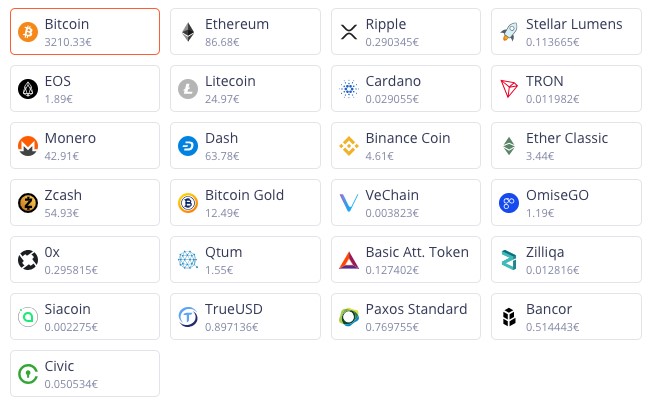 Bitit liste des cryptos disponible